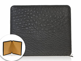 Straußenleder Accessoires iPad Tasche schwarz