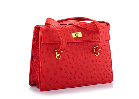 Straußenleder Handtasche Damen rot