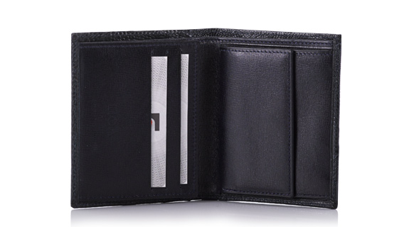 Straußenleder Portemonnaie blau-schwarz glänzend klein