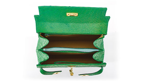Straußenleder Handtasche Damen grün