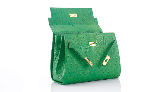 Straußenleder Handtasche Damen grün