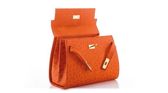 Straußenleder Handtasche Damen orange