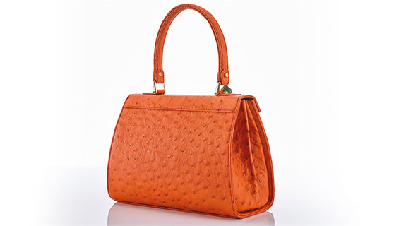 Straußenleder Handtasche Damen orange